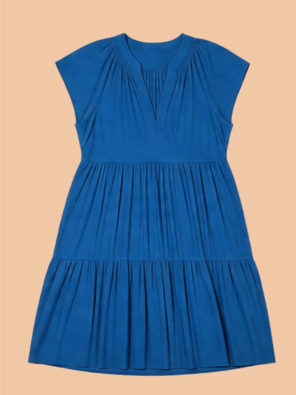 Calvin Klein Royal Blue Tiered V‑Neck Midi Dress
